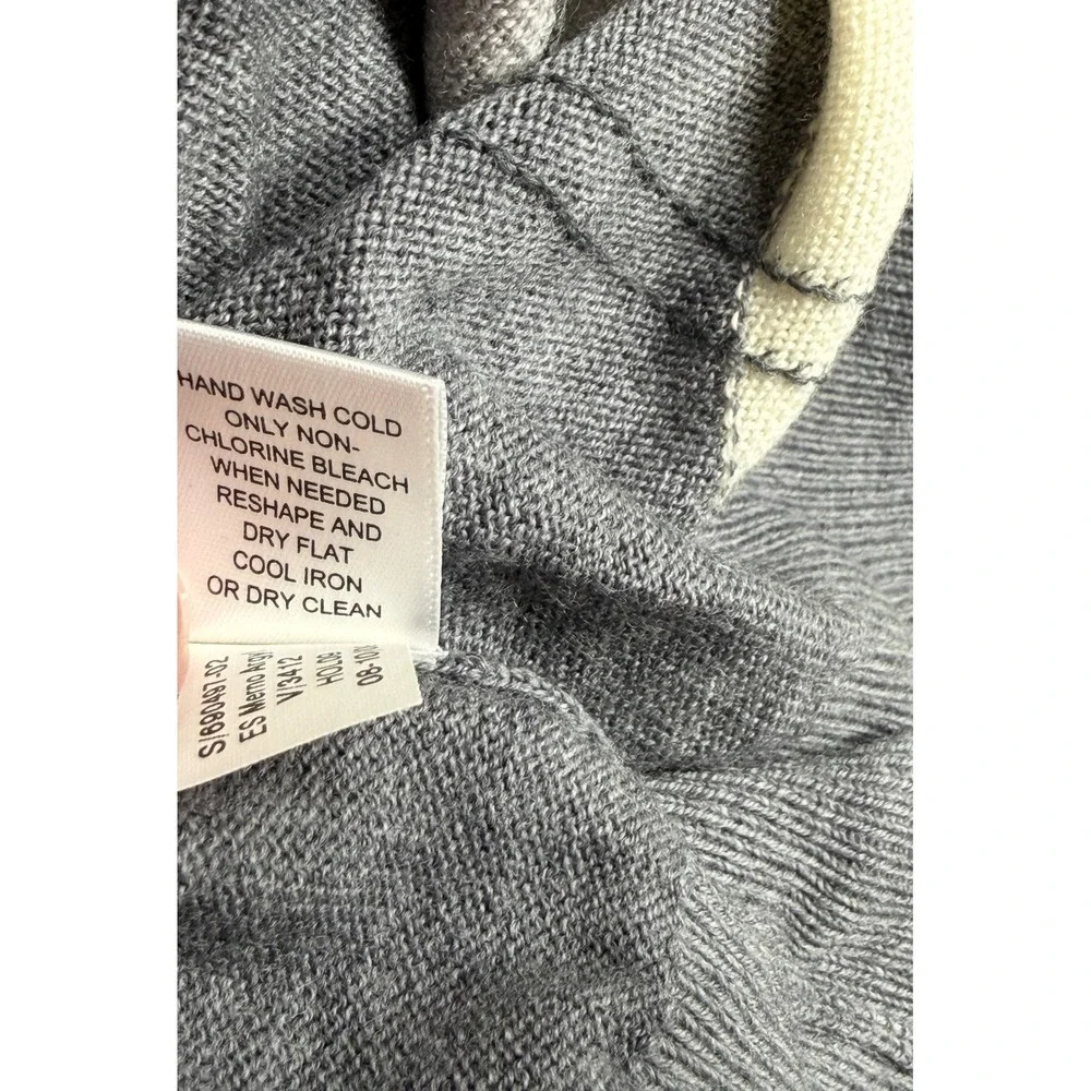 Banana Republic Sweater Mens Large Gray Extra Fine Merino Wool Argyle‎ Preppy